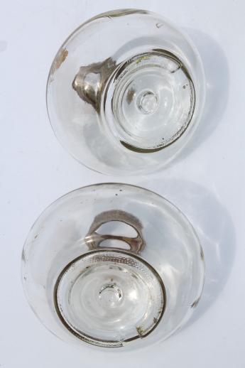 antique oil lamps lot, collection of old glass lamp bases for kerosene lamps