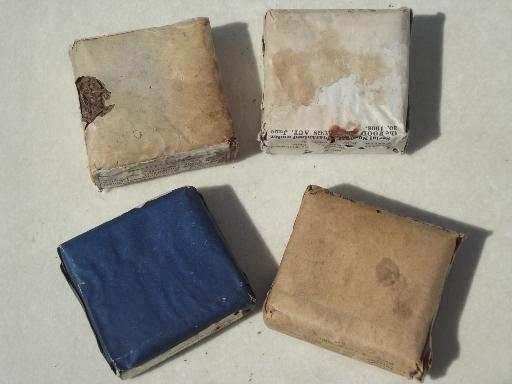 antique paper packets of medicinal herbs w/ old pharmacy medicine labels