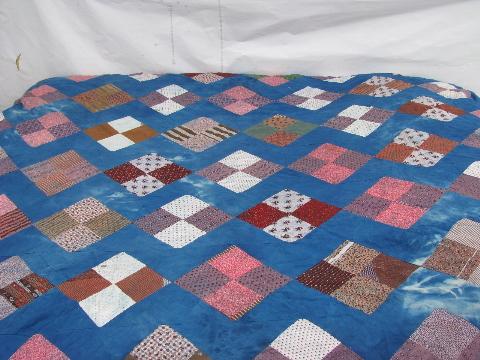 antique patchwork quilt tops lot, cotton prints, vintage country farm primitive tablecloths