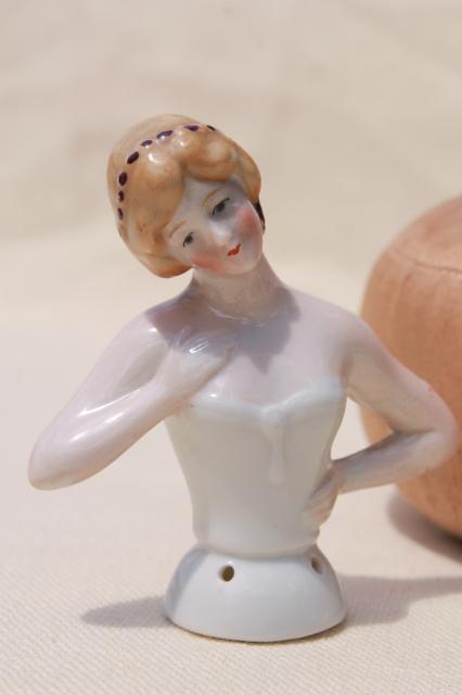 antique half doll pincushion