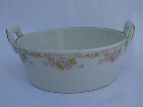 antique porcelain butter dish tub bucket, early 1900s vintage Buffalo china