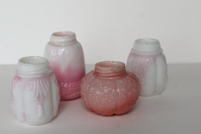 antique pressed glass shakers collection, pink & white milk glass EAPG patterns