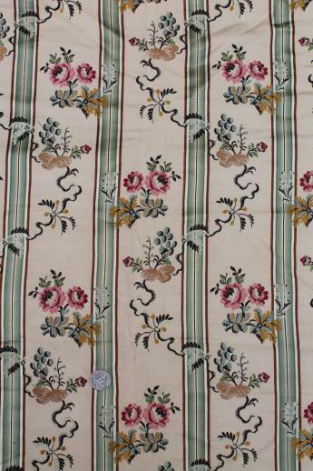 antique rayon or silk brocade fabric, satin striped floral fabric early 1900s vintage