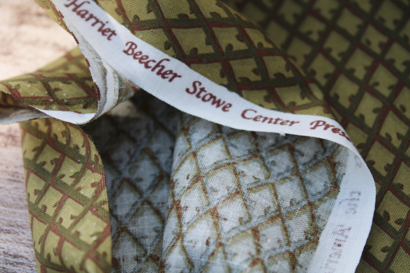 antique reproduction cotton print fabric, 1800s vintage dress goods Harriet Beecher Stowe Center