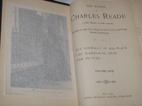 antique set complete works of Charles Reade gilt art bindings