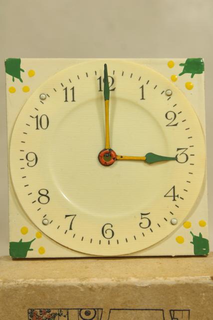 antique sick room invalid gadget, early century vintage celluloid medicine glass cover clock