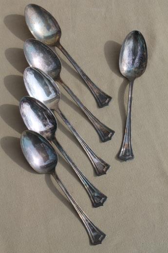 antique silverware, 1920s vintage silver plate flatware spoons set, Scotia 1881 Rogers