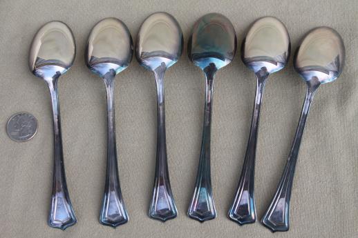 antique silverware, 1920s vintage silver plate flatware spoons set, Scotia 1881 Rogers