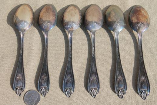 antique silverware, 1920s vintage silver plate flatware tea spoons set, Old Colony 1847 Rogers