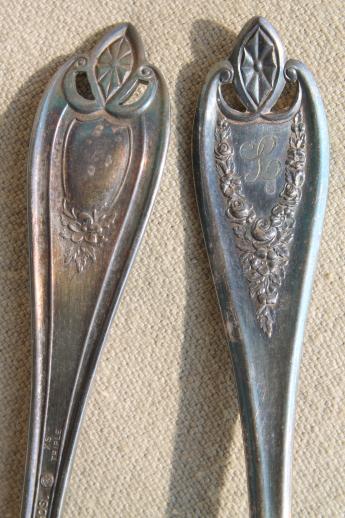 antique silverware, 1920s vintage silver plate flatware tea spoons set, Old Colony 1847 Rogers