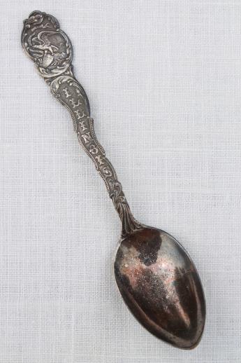 antique sterling silver spoon dated 1891, vintage souvenir spoon - Illinois