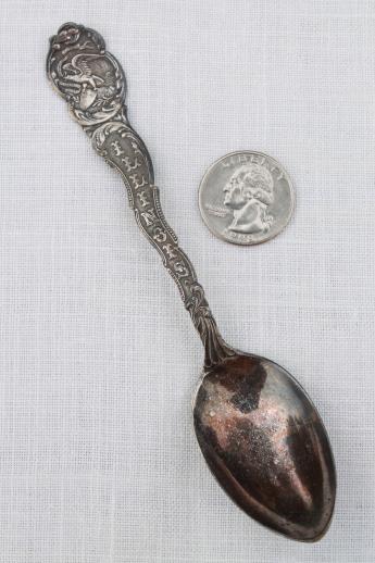 antique sterling silver spoon dated 1891, vintage souvenir spoon - Illinois