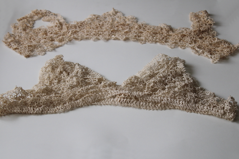 antique tatted lace bodice yokes for camisoles or nightgowns, Victorian Edwardian vintage lingerie