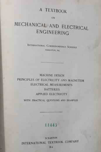 antique technical & engineering textbooks, early electricity steampunk vintage