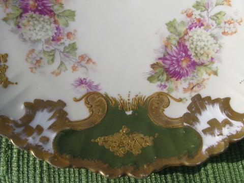 antique turn of the century floral china plate, K-D Limoges France