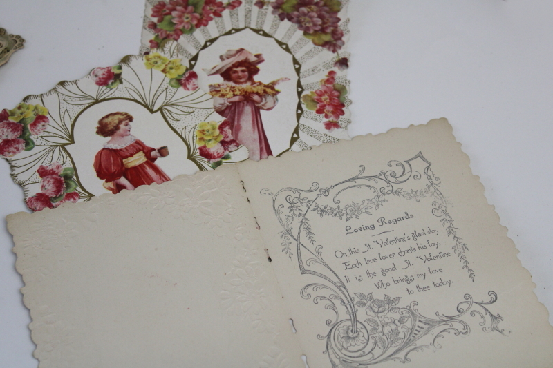 antique valentines, lot of Victorian vintage cards  large pop up scenes Germany