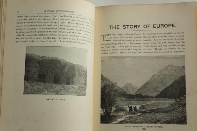 antique vintage 1890s world tour travelogue geography book, black & white travel photos