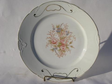 antique vintage Bavaria china plates, hand-painted porcelain w/ different florals
