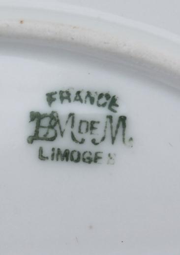 antique vintage French Limoges china leaf shaped plate w/ encrusted gold, PM de M France