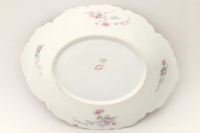 antique vintage Haviland Limoges France china oval bowl, Schleiger 261 floral