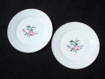 antique vintage Haviland Limoges china plates, pink moss rose pattern