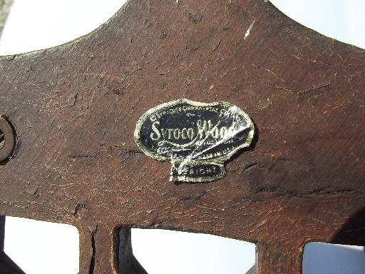 antique vintage Syroco Wood wall bracket shelves pair, original labels