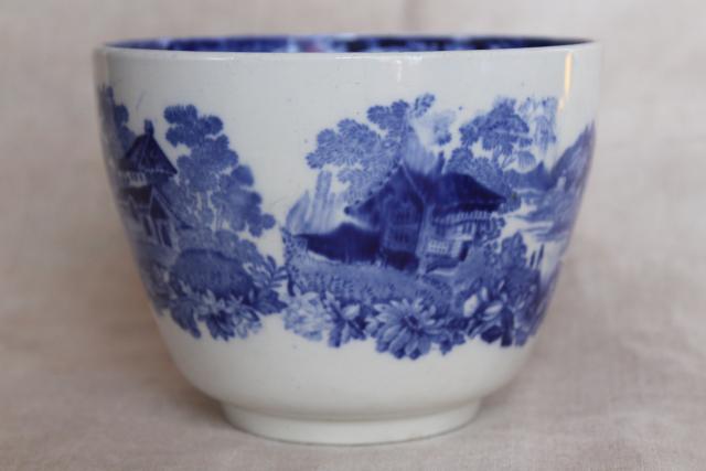 antique vintage blue & white Minton Genevese Swiss scene grand mug cup