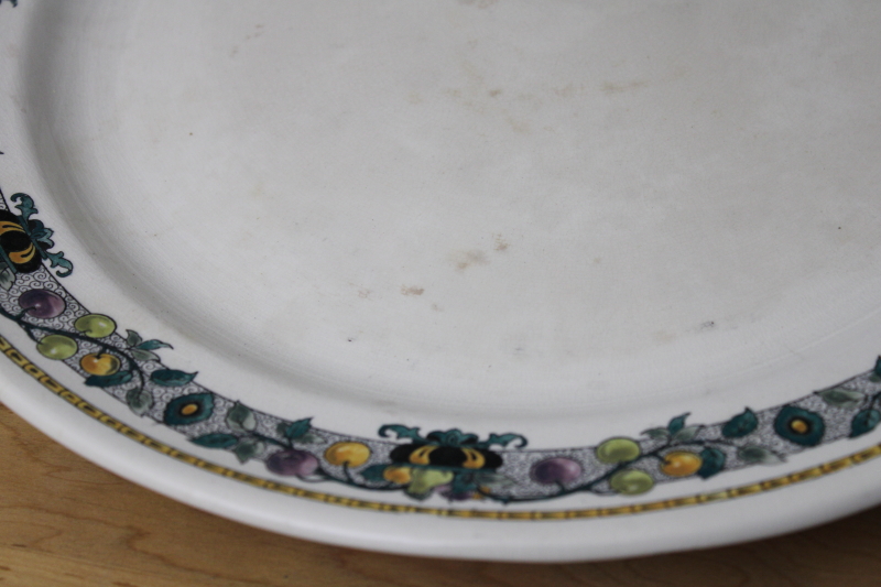 antique vintage china cake plate, round platter or tray w/ Apple Border, Cauldon England