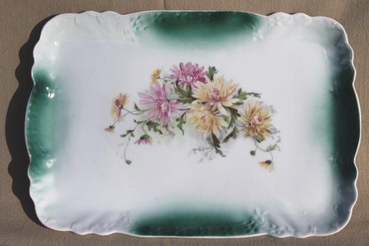 antique vintage china perfume bottle tray, lovely old flowered vanity table tray