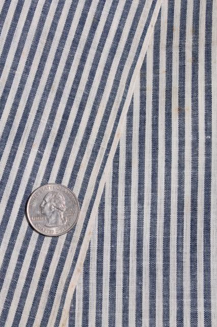 antique vintage fabric, hickory stripe cotton shirting, railroad striped work shirt material