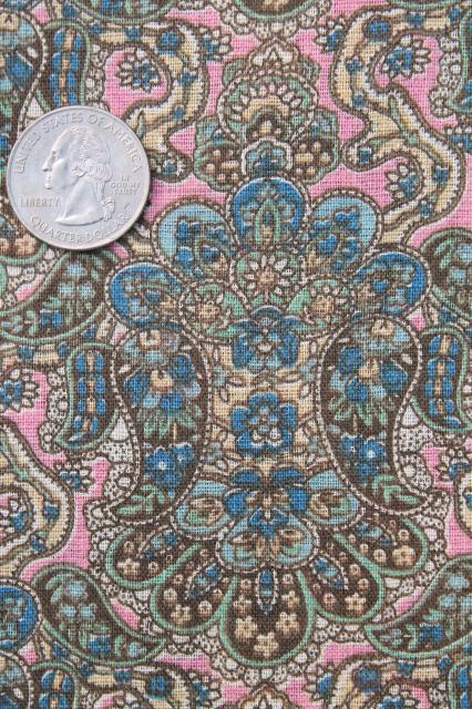 antique vintage fabric, pink paisley print lightweight cotton lawn or voile