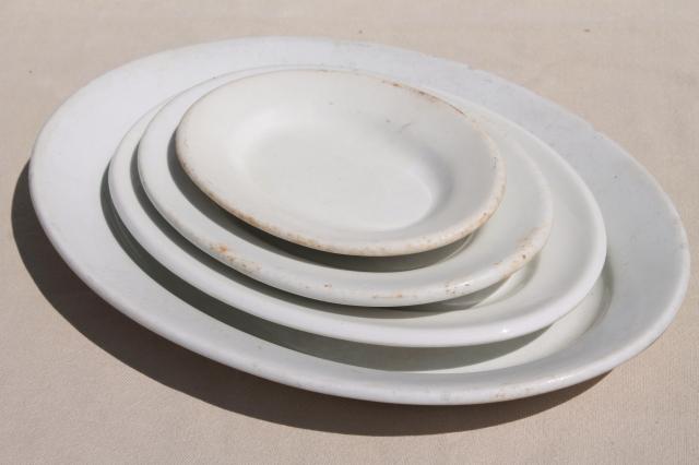 antique vintage ironstone china platter collection, large & small oval platters