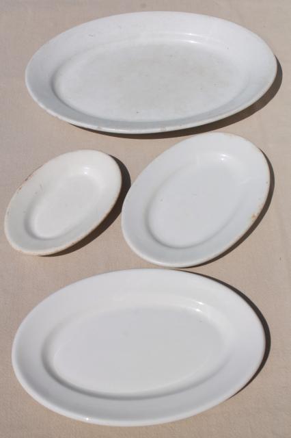 antique vintage ironstone china platter collection, large & small oval platters