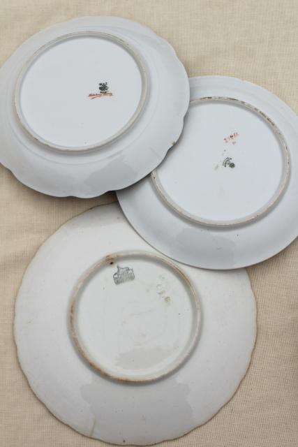 antique vintage mismatched china plates, fruit & cheese plates w/ grapes apples pears