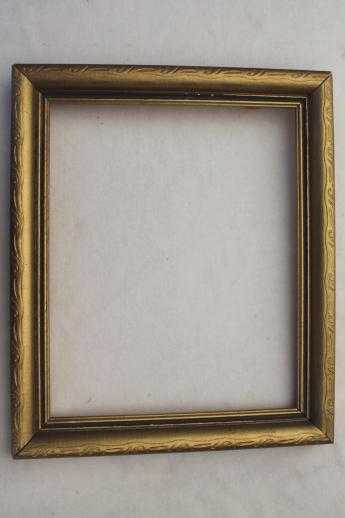 antique & vintage picture frame lot, empty wood frames w/ lovely old gold & paint