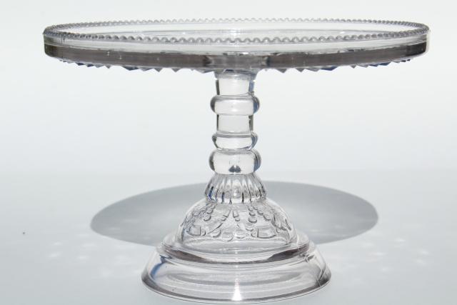 antique vintage pressed pattern glass cake stand, EAPG Festoon pedestal plate