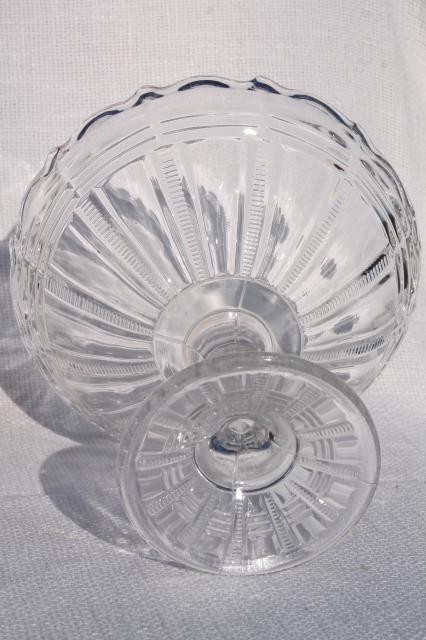 antique vintage pressed pattern glass compote, zipper cross EAPG fruit pedestal bowl