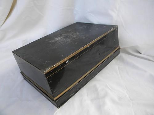 antique vintage tin cash money, document or deed box steel w/old paint