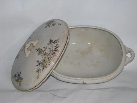 antique vintage transferware china soup tureen or covered vegetable bowl