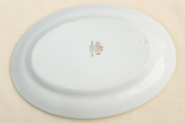 antique vintage white ironstone china platters, platter stack graduated large small