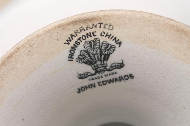 antique white ironstone china John Edwards England pedestal dish, compote bowl centerpiece 