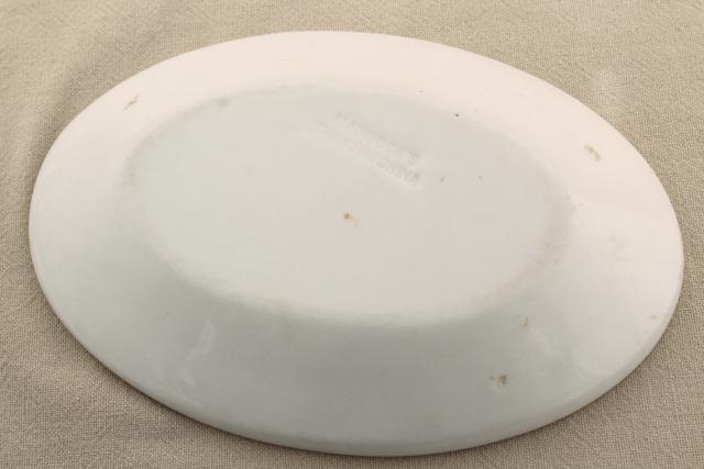 antique white ironstone china butter plate, oval tray, tiny platter or soap dish