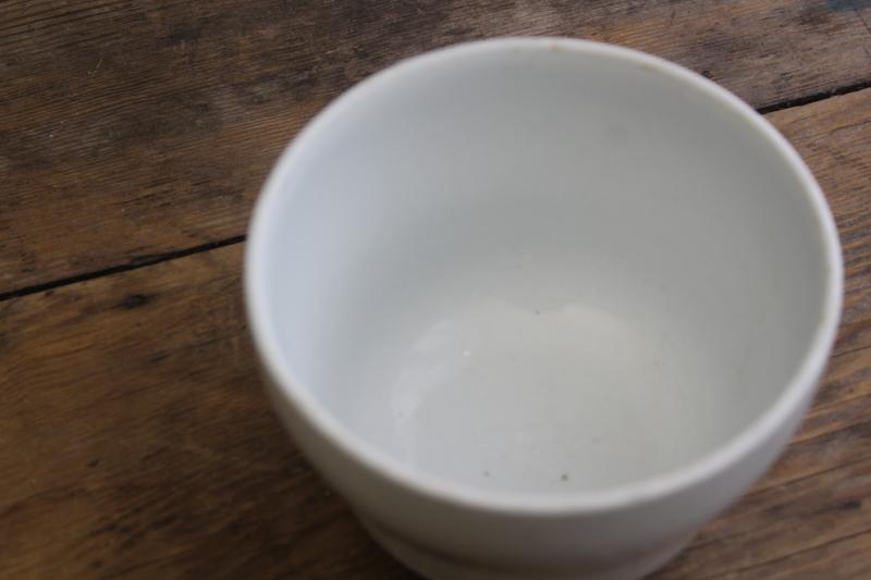 antique white ironstone china pudding mold bowl, palm leaf embossed pattern
