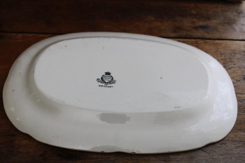 antique white ironstone platter, Bishop & Stonier England, turn of the century vintage