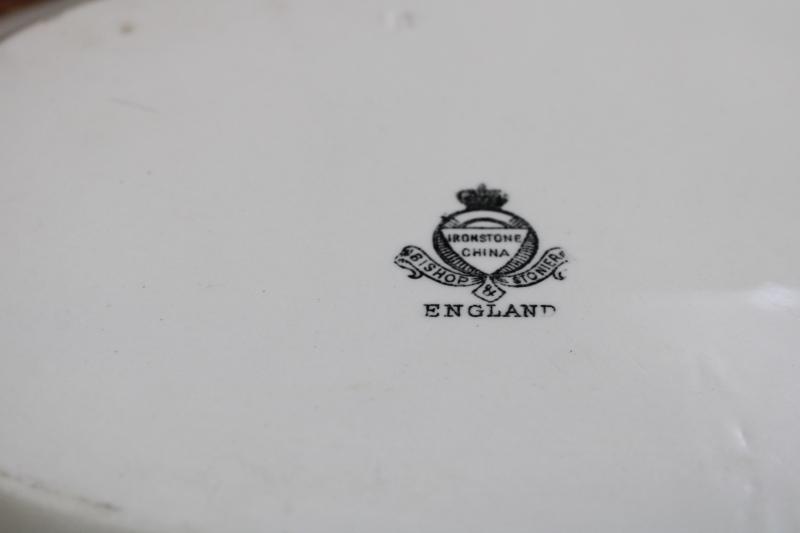 antique white ironstone platter, Bishop & Stonier England, turn of the century vintage