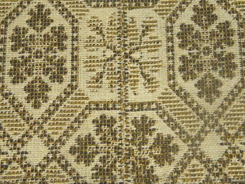 antique woven wool coverlet fabric, vintage pieced cloth parlor carpet rug