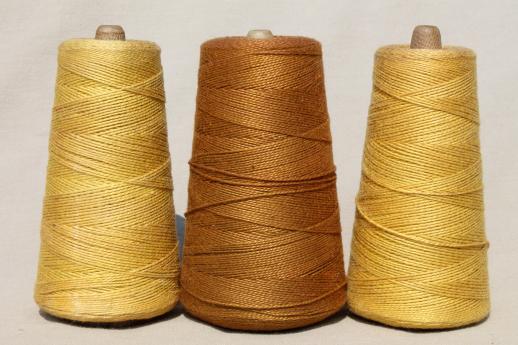 antique yellow golds shades of gold primitive grubby old spools of vintage cotton cord thread
