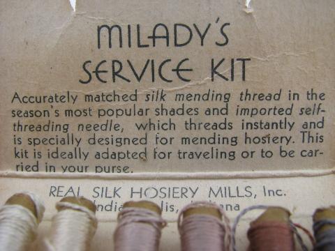 art deco 30s vintage silk floss sewing kit, for mending silk stockings