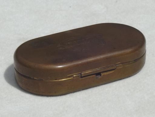 art deco antique brass box, Luxor razor case, or for vanity brushes / grooming tools