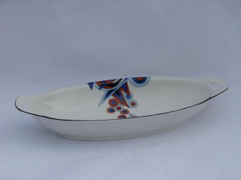 art deco design porcelain, 1930s vintage Germany china oval tray dish